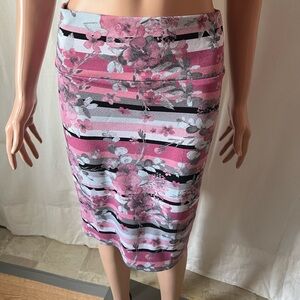 LuLaRoe Pink Black Pencil Skirt Knee-Length Casual